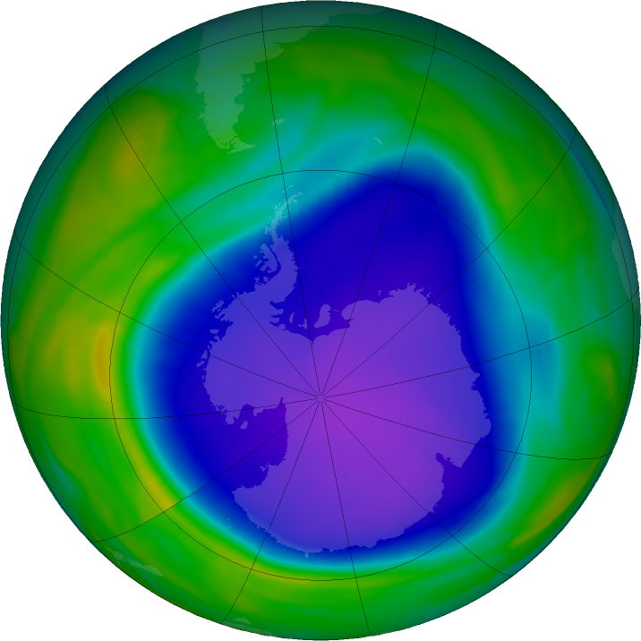 Antarctic ozone map for 02 October 2022